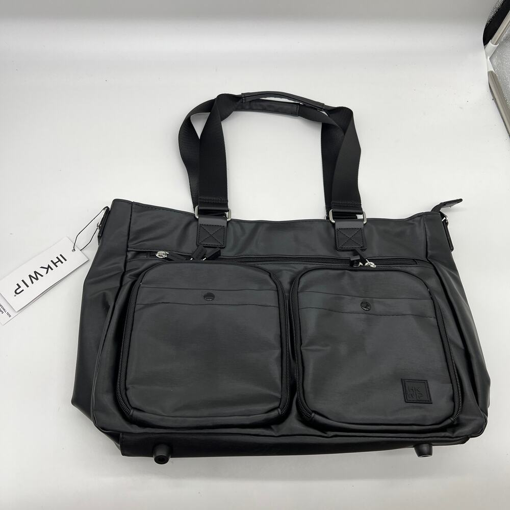 IHKWIP Cargo Catchall Tote with Two Crossbody Straps Metallic Black
